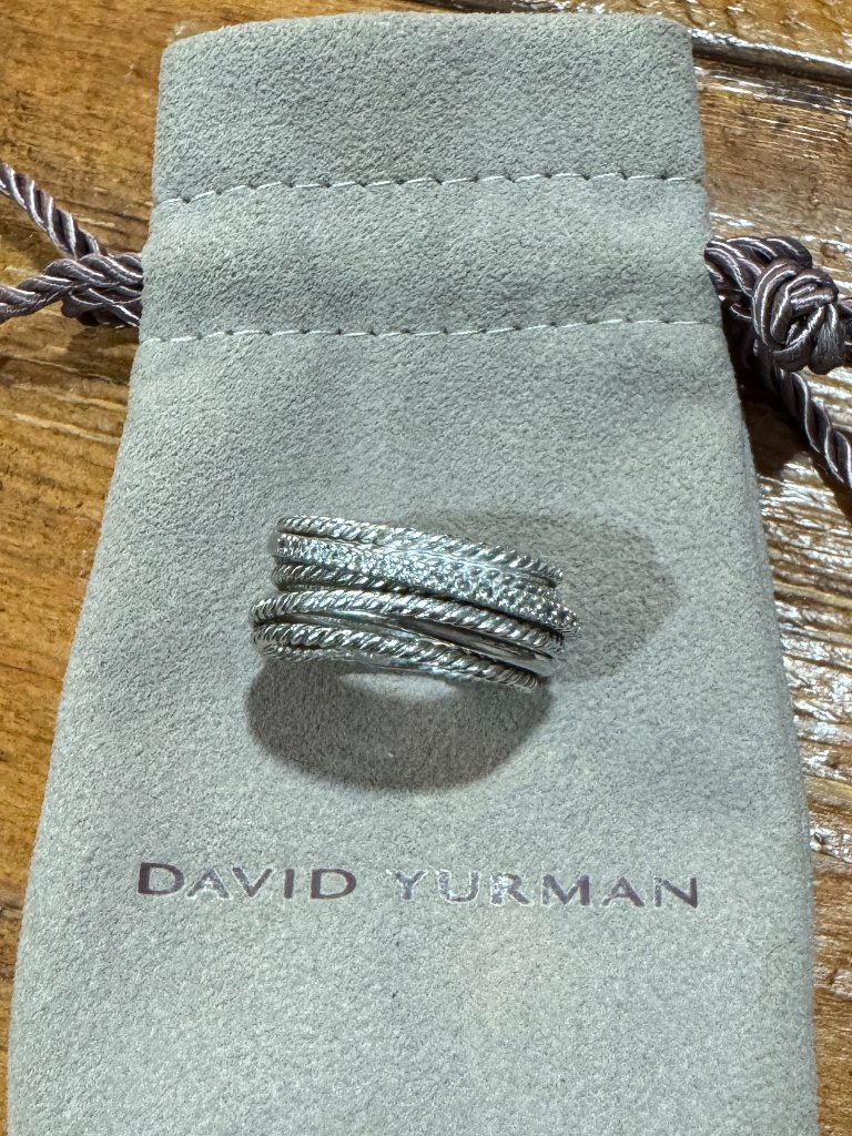 David Yurman Crossover Ring With Diamonds Sterling Silver Dy 925